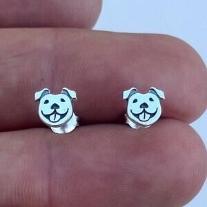 Sterling Silver Dog Face Post Earrings